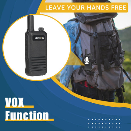 Retevis RB647 PMR446 Walkie Talkie, Waterproof IP67 Mini Two-Way Radio with 16 Channels, Emergency Alarm, VOX Walkie Talkies Professional for Adults, Outdoor Hiking (Black, 1 Pack)