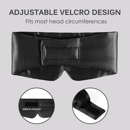 OLESILK 100% Mulberry Silk Sleep Mask Eye Mask with Adjustable Headband for Men and Women, Large Sleep Mask and Blindfold for Nighttime Sleep, Travel and Naps, Black