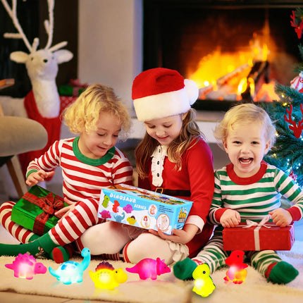 Jiosdo Bath Toys, 6 Pack Dinosaur Bath Toys with Light, LED Bath Toys for Kids, Bath Toys for Baby from 1 2 3 Years, Glowing Water Toys Bath Toys Sensory Toys