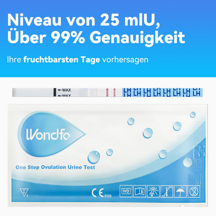 Wondfo 20 Pregnancy Tests 50 Ovulation Tests 10 mIU/ml HCG Rapid Test Strips Ovulation Test LH Fertility Test for Women