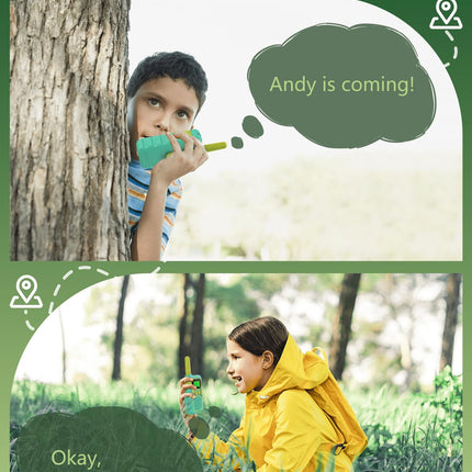 Walkie Talkie for Kids - Maximum range of 3 km. Christmas and birthday gifts for boys and girls aged 3, 4, 5, 6, 7, 8. Family games for indoors and outdoors. (Green)