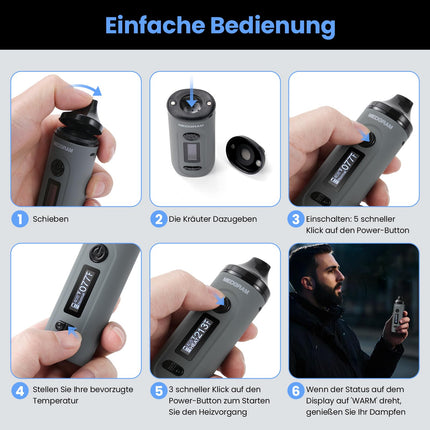 MEDGRAM Herbal Vaporizer, Premium Portable Herbal Vaporizer, Fast Heating, Temperature Control Steam Vaporizer, 20s Heating Time