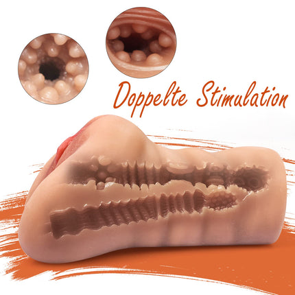 Realistic Masturbator, Mastubrator Man Sex Toy Pussy Pocket Pussy Realistic Large with 3D Vagina Clitoris Anal Erotic Sex Toy for Men Masturbating Man (Milk Tea Color)