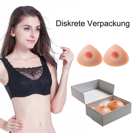 FESVINA Silicone Breast Forms False Breasts Triangle Breast Prostheses Crossdresser Cosplay Transgender Mastectomy Fake Boobs, B Cup 600g/Pair