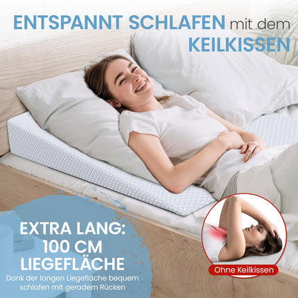 ELONEO bed wedge pillow, bed wedge 90x100 cm, visco-mineral foam, mattress raiser