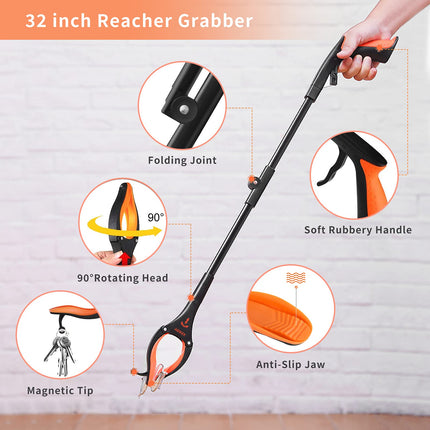 Knee hip surgery rehabilitation sets, 4 dressing aids including 80 cm foldable gripper, sock aid, shoehorn, dressing aid stick
