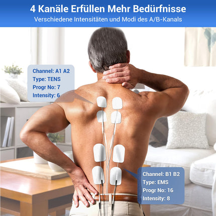 Comfytemp 4 Channels 8 Electrodes TENS/EMS/DIY Device Pain Therapy with 24 Modes, Massage for Arm, Leg, Back, Shoulder, Neck with 10 Electrode Pads K6106