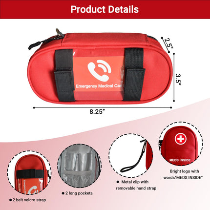 klyrith EpiPen Medical Bag, Insulated Emergency Medication Bag, Portable Carrying Case Organizer for 2 EpiPens, Asthma Inhaler, Antihistamine, Auvi-Q and Other Allergy Medicines, Red