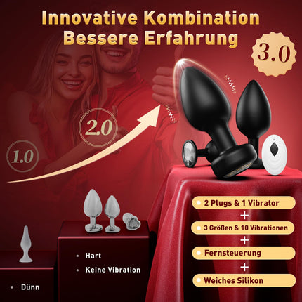 Tagnaff Anal Plugs 3-Set, Anal Plug# for Women Men with Vibration 10 Modes, Silicone Anal Plugs Butt Plug for Men Anal Vibrators for Women Butt Plug Beginners/Professionals Anal Toys Sex Toys Butt Plug