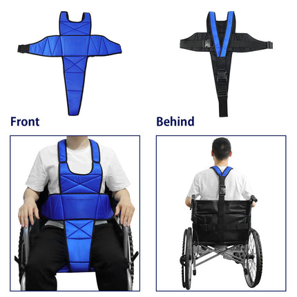 LOSCHEN Wheelchair Strap Non-Slip Breathable Full Body Strap Wheelchair Accessory Anti-Tip Suitable for Elderly and Patients with Limited Mobility (Blue)