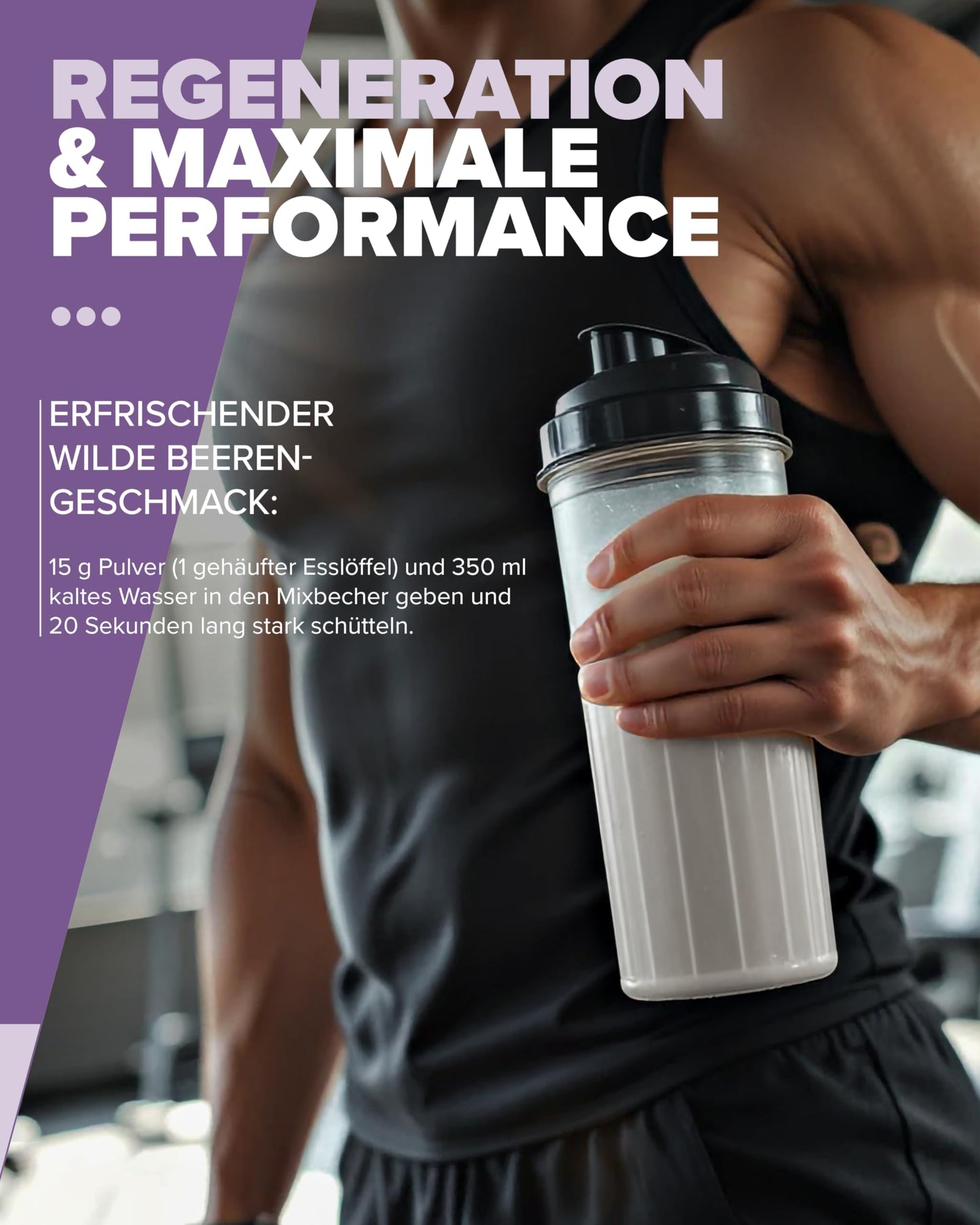 100% EAAs Zero Wildberry 500g - EAAs Pulver hochdosiert, Vegan und zuckerfrei, 8 essentielle Aminosäuren zur Ergänzung deiner Sporternährung