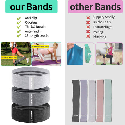 Resistance Bands, Fitness Bands, Hip Resistance Bands Set with Strong Elasticity, Tensile Strength, Non-Slip Training Band, for HIPS, Legs, Pilates, Yoga, Strength Training