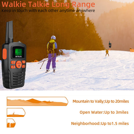 Retevis RA635 Walkie Talkie 4-pack, 16 channels, PMR446 license-free, long range, CTCSS/DCS, VOX, LED flashlight, walkie-talkies gifts for adults and children, skiing and outdoor activities