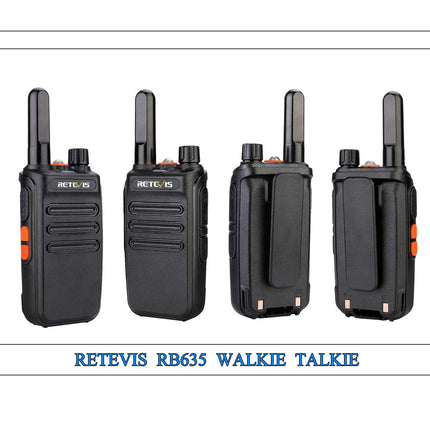 Retevis RB635 Two-Way Radio Professional, LED Flashlight PMR446, License-Free 16 Channels, Two-Way Radio Set, VOX, Rechargeable USB Walkie Talkie for Retail, Hostel (Black, 4 Pack)