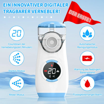 Wholede Digital Nebulizer, Nebulizer for Babies, Children, and Adults, Nebulizer with Countdown to Atomization, Quiet Portable Inhaler with 2 Masks and Mouthpiece - Blue