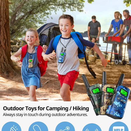 Inspireyes Walkie Talkie Kids Rechargeable, 48 Hours Working Time, 8 Channels 2-Way Radio, Gifts for Boys Girls, Outdoor Hiking Camping, 3-12 Year Old Toy