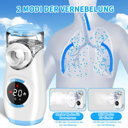 Wholede Digital Nebulizer, Nebulizer for Babies, Children, and Adults, Nebulizer with Countdown to Atomization, Quiet Portable Inhaler with 2 Masks and Mouthpiece - Blue
