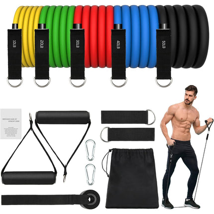 JATEKA Fitness Bands Set of 5, Sports Resistance Bands 5 resistance bands, resistance bands with door anchor, handles, ankle straps, portable for muscle building and Pilates for men and women