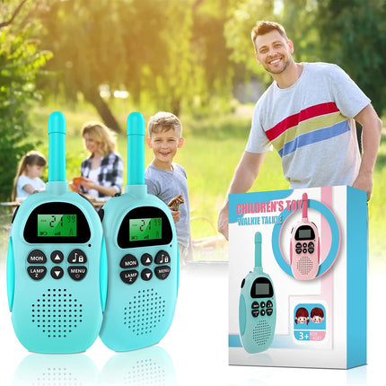 ULEWAY Walkie Talkie for Kids? Rechargeable Two-Way Radio, 3 km Range, Boy Girl Toy 4-12+ Years, 16 Channels, Walkie Talkie for Outdoor Adventures, Camping, Hiking 2 Pack - Pink Blue