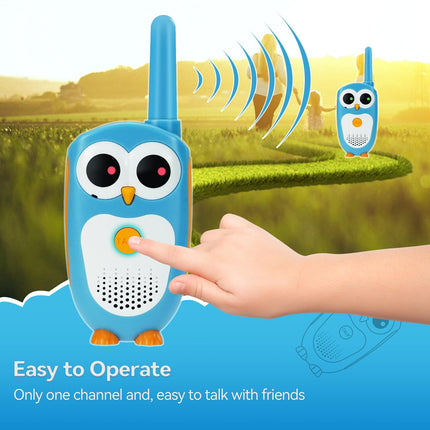Retevis RT30 Walkie Talkie for Kids, Cartoon Owl Walkie Talkie for Kids Ages 8 and Up, Gifts for Kids, Camping Family Game (Blue, 2 PCS)