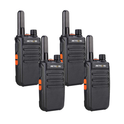 Retevis RB635 Two-Way Radio Professional, LED Flashlight PMR446, License-Free 16 Channels, Two-Way Radio Set, VOX, Rechargeable USB Walkie Talkie for Retail, Hostel (Black, 4 Pack)