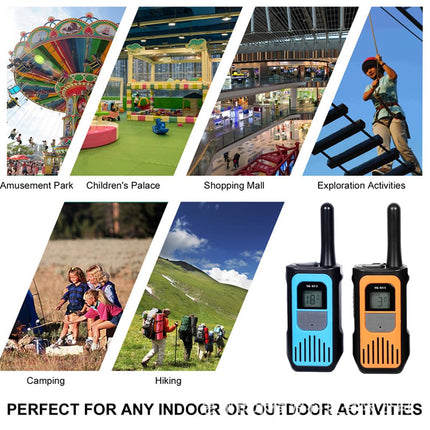 POFET 2 Pack Walkie Talkie Rechargeable with Li-ion Battery, Walkie Talkie Children Adults, Long Range Radio, VOX and Type C Charging Cable for Biking Camping Hiking