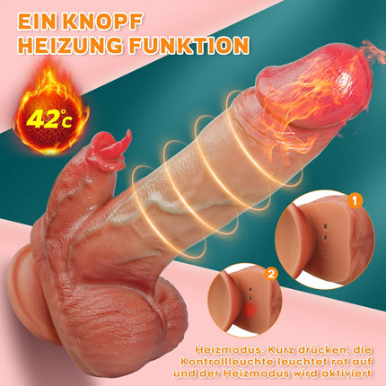 Realistic vibrators dildo for women, anal dildo vibration with 10 vibrations 7 tongue licking 7 thrusting measures, sex toy for women with heating, dildo cock vibrator penis G spot