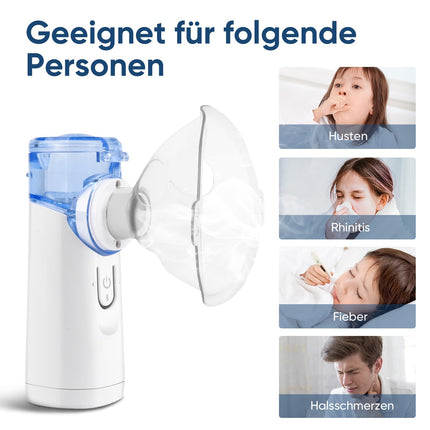 Pmgud Portable Inhaler for Children and Adults Electric Inhaler with Low Noise Level, Includes Mouthpiece, Adult and Child Mask, Ideal for Home and Travel - Blue