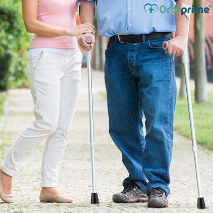 OrtoPrime Pack of 2 Non-Slip Crutches, Crutches, Crutches, Tubes, 18 mm, 19 mm and 20 mm, Sticks, Tips for Crutches and Bases, Rubber Dowels, Sticks and Crutches, 2 Pieces
