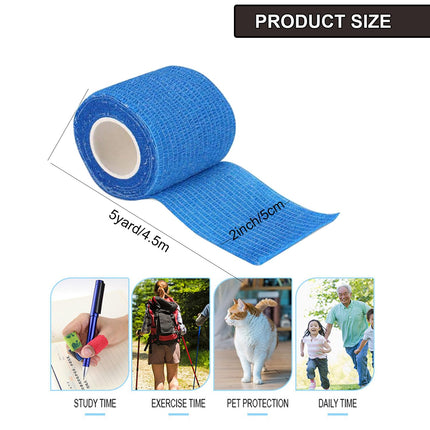 Self-adhesive bandage 12 rolls, 5 cm x 4.5 m plaster roll dressing material, elastic bandage bandage fixation bandage adhesive bandage self-adhesive for sports, wrist vet wrap cat dog horse (black)