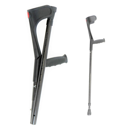 KMINA PRO - Carbon Crutches Foldable Black, Forearm Crutches, Adults, Lightweight Walking Aids, Foldable - Made in Europe