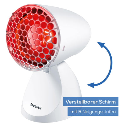 Beurer IL 11 infrared lamp with protective grille, medical device with soothing warmth for use in cases of colds and muscle tension, 5 inclination levels, including protective goggles, white