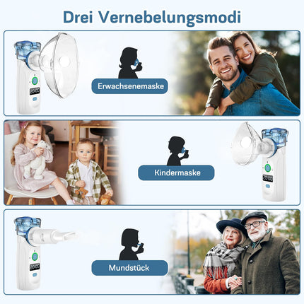 Nigecue Inhaler Portable Nebulizer Set Low-noise Inhaler Nebulizer with Mouthpiece and Mask for Children and Adults, USB Rechargeable
