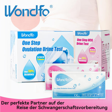 Wondfo 20 Pregnancy Tests 50 Ovulation Tests 10 mIU/ml HCG Rapid Test Strips Ovulation Test LH Fertility Test for Women