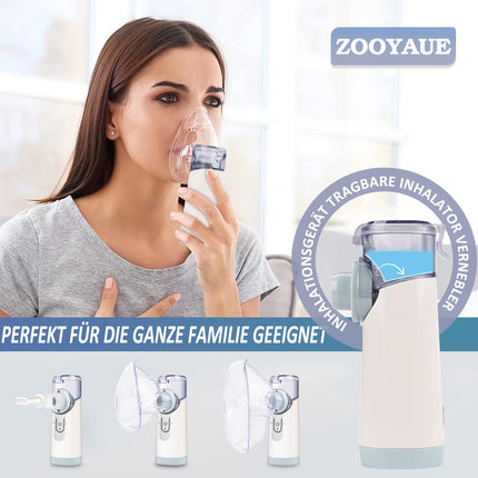 Inhalers for adults nebulizer inhaler children, quiet portable mesh nebulizer inhaler set USB rechargeable with mouthpiece and masks