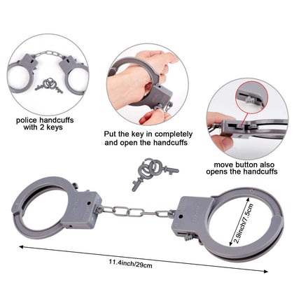 Tacobear Police Toys Kids Police Costume Accessories Police Handcuffs Police Badge Sunglasses Belt Walkie Talkie Police Baton Police Equipment for Kids Halloween Carnival