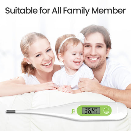 Digital Thermometer, Rectal, Oral, Armpit Thermometer, Fever Thermometer for Baby, Children, Adults, Accurate and Fast Readings, Waterproof Probe, Green