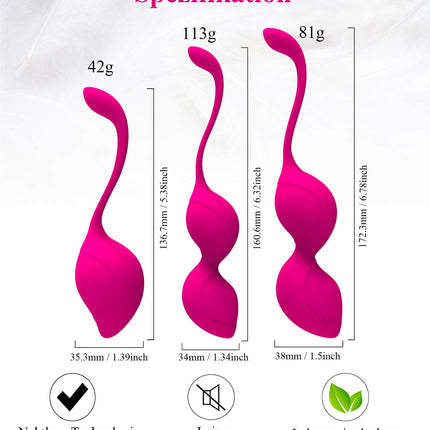 Love balls pelvic floor training balls, Allmay silicone kegel balls set of 3 pelvic floor training, pelvic floor trainer vaginal muscle training, bladder control, sex training sex toy for women