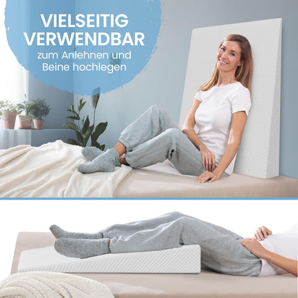 ELONEO bed wedge pillow, bed wedge 90x100 cm, visco-mineral foam, mattress raiser