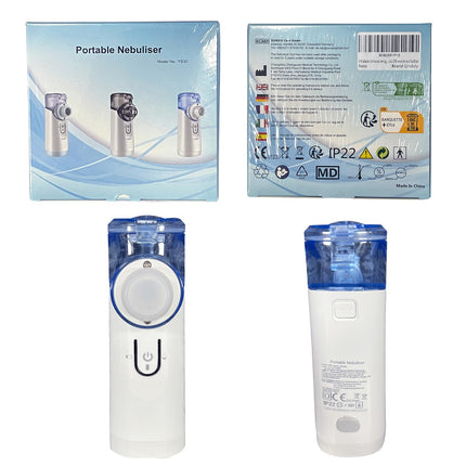 Inhaler, inhalation device portable nebulizer set, low-noise inhaler with mouthpiece, inhaler nebulizer for children and adults, inhaler with mouthpiece, USB-C rechargeable - blue