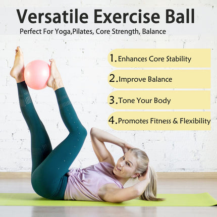 PROIRON Exercise Ball Small 25cm, Pilates Ball with Training Instructions, Fitness Ball Small with Inflatable Straw, Gym Ball for Pilates, Yoga, Full Body Workout - Pink