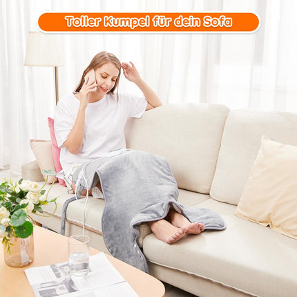 Heating pad for back, shoulder, neck 60x100cm heat pad with automatic switch-off, quick heating, with waist strap, back warmer heating blanket 6 heat settings, auto-off timer, flannel material, washable