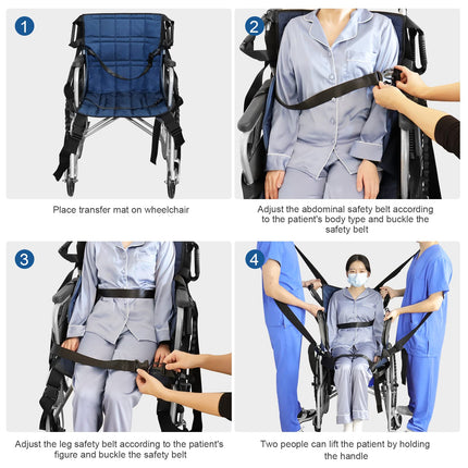 LOSCHEN Transfer Shoulder Strap Full Body Transfer Seat Pad Patient Lifter Lifting Sling Senior Mobility Transfer Board Safety Belt Stair Slide Board (Dark Blue)