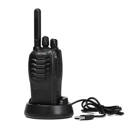 Walkie Talkie PMR446 license-free two-way radio, pofung PT88E 16 channels Professional rechargeable with long range USB charging station and earpieces Black 4 pieces