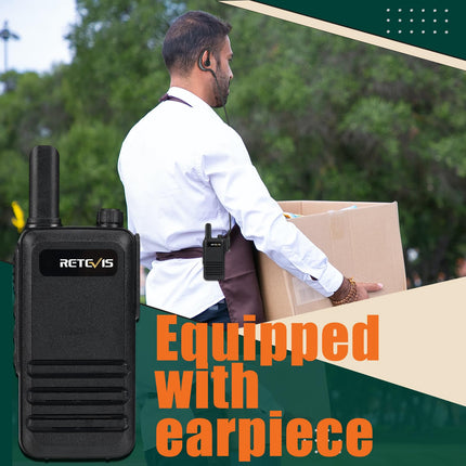 Retevis RB647 IP67 Waterproof Walkie Talkie, Portable Two-Way Radio with Earpiece, PMR446 Rechargeable 1000 mAh, VOX, Professional Walkie Talkies for Restaurant, Hotel (Black, 5 Pack)