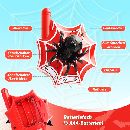 Fygurso Walkie Talkie Kids, Walkie Talkies with Spider Bat for 3 4 5 6 7 8 9 10 Year Old Boys Girls Children Gift Toy, 1 km Talking Range for Outdoor Games, Camping, Hiking