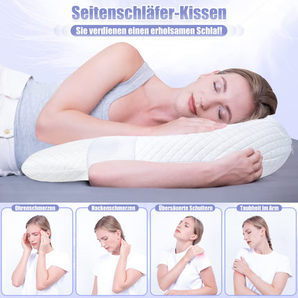SAHEYER Side Sleeper Pillow, U-Shaped Memory Foam Neck Pillow, Ergonomic Orthopedic Neck Support Pillow with Ear Supports, Bed Contour Pillow for Neck and Shoulder Pain Relief (White)