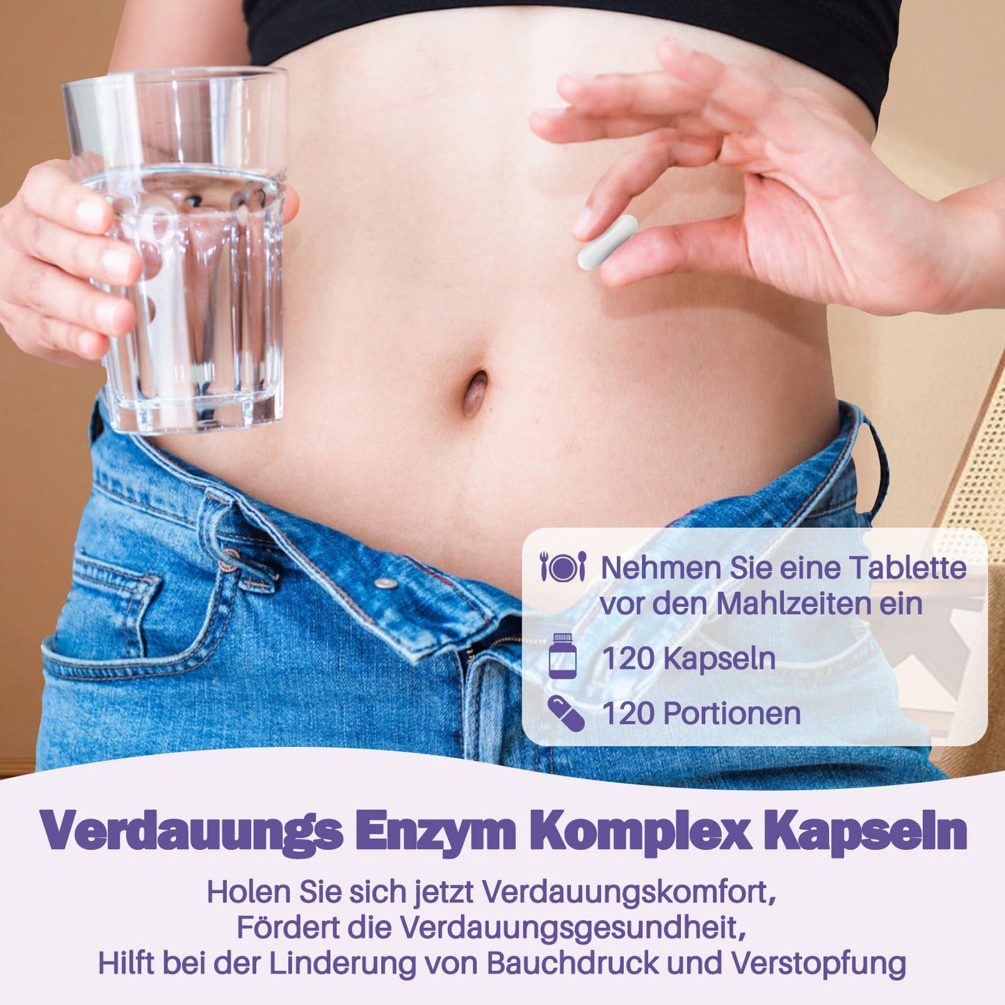 9 Verdauungsenzyme mit Bromelain, Papain, Amylase, Protease, Laktase, Lipase, Celulase, Glucoamylase, Maltase – Enzym Komplex mit Inulin für Verdauung und Immunsystem, 120 Vegane Kapseln