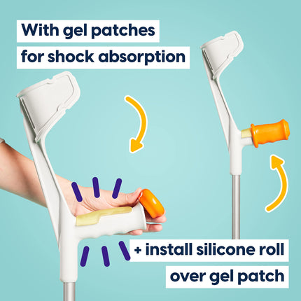 MySleeve - Ergonomic handles for crutches (2 pieces), prevents crutches from falling, crutch pads, crutch accessories, NOT for anatomical crutches - 21 x 6.5 x 9 cm, turquoise