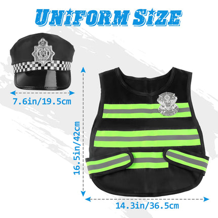 deAO Police Costume Kids Toy with Police Equipment Police Hat Vest Sunglasses Walkie Talkie Police Toy Role Play Set for Halloween